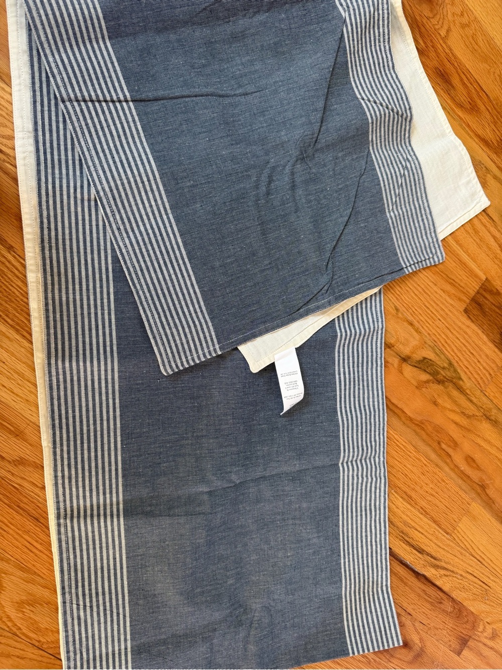 West Elm Blue and White Striped Table Runner